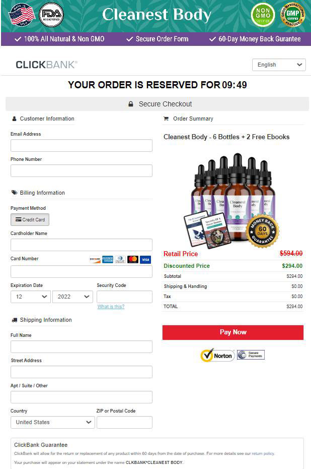 Cleanest Body - Secure page order